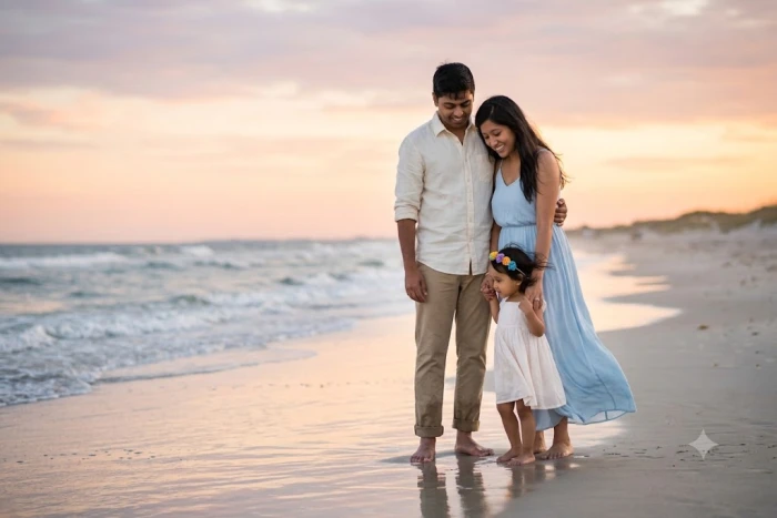 A Peaceful Family Sunset by the Sea sample