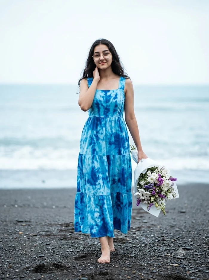 Beach Girl with Bouquet Look sample