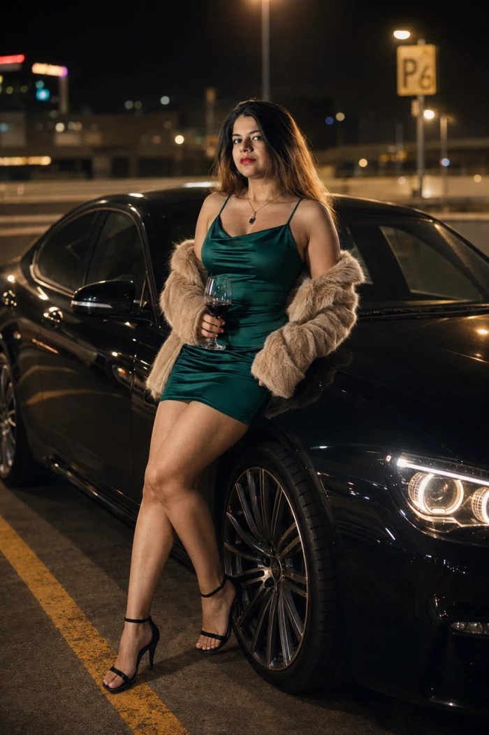 Black Car, Golden Lights, Bold Pose sample