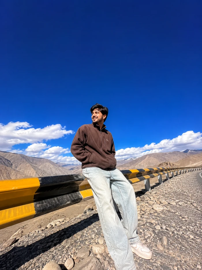 Blue Sky Mountain Travel Portrait sample