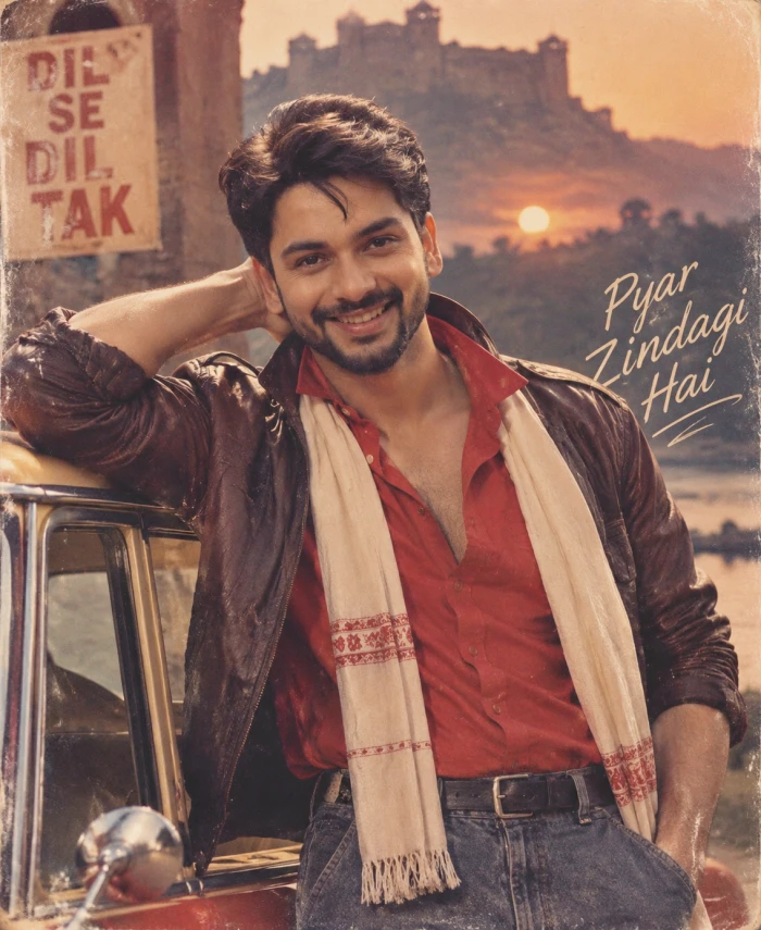 Bollywood Hero Poster 1980s Cinema Style sample