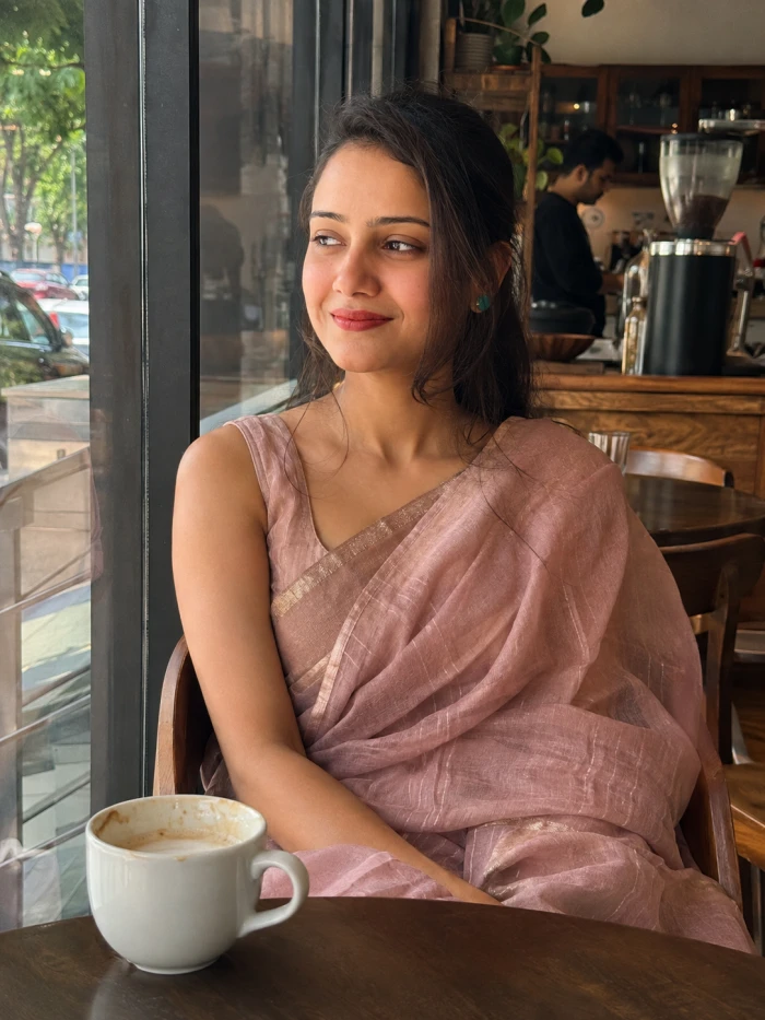 Café Window Portrait in a Sari sample