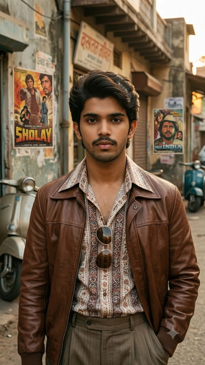 Classic Indian Gentleman 1980s Bollywood Era Portrait sample