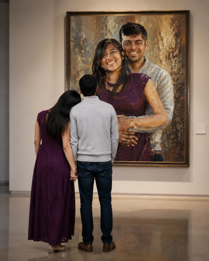 Couple Portrait in a Gallery sample