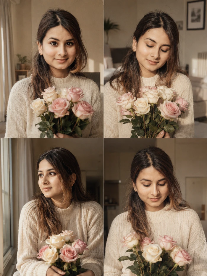 Cream Sweater & Pastel Roses Collage sample