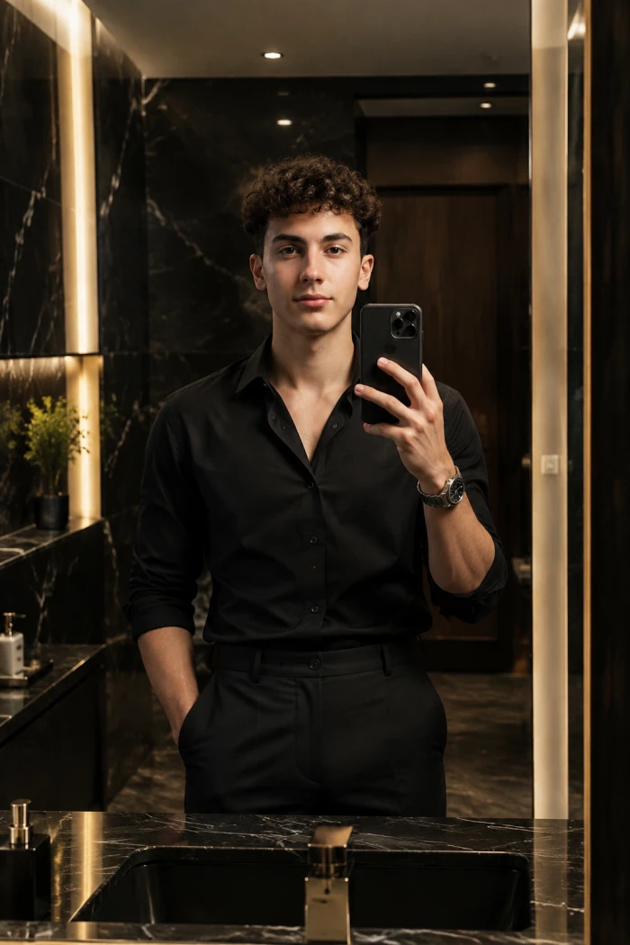 Dark Luxury Bathroom Mirror Portrait sample
