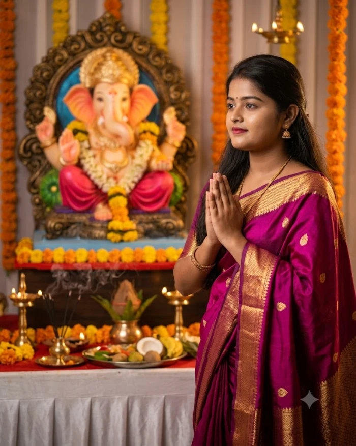 Divine Ganesha Prayer Scene sample