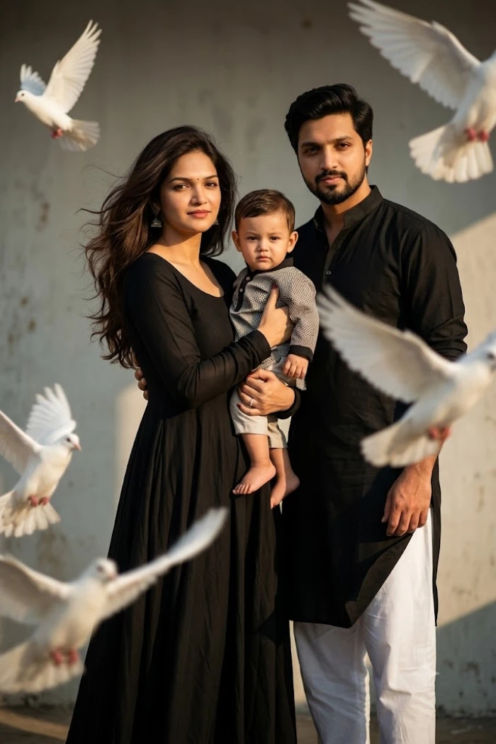 Dreamy 90s Family Moment With White Pigeons sample
