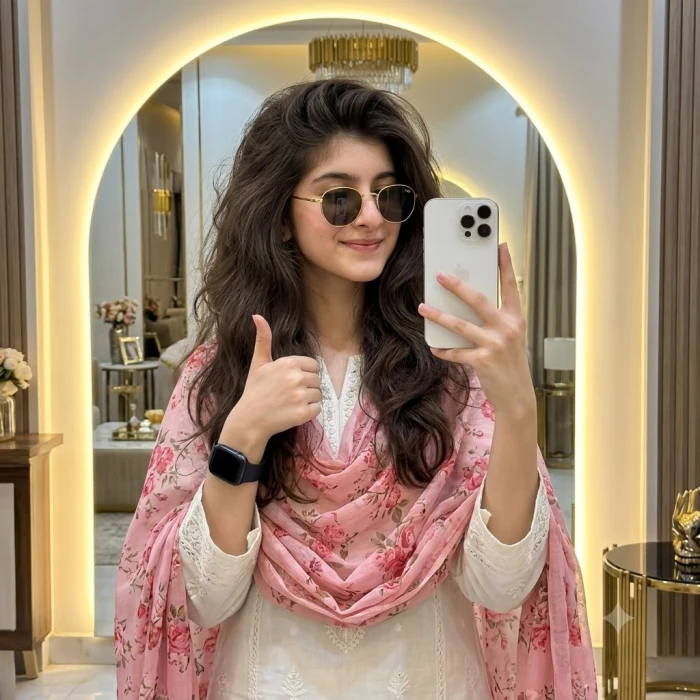 Elegant White Shalwar Kameez Mirror Selfie Look sample