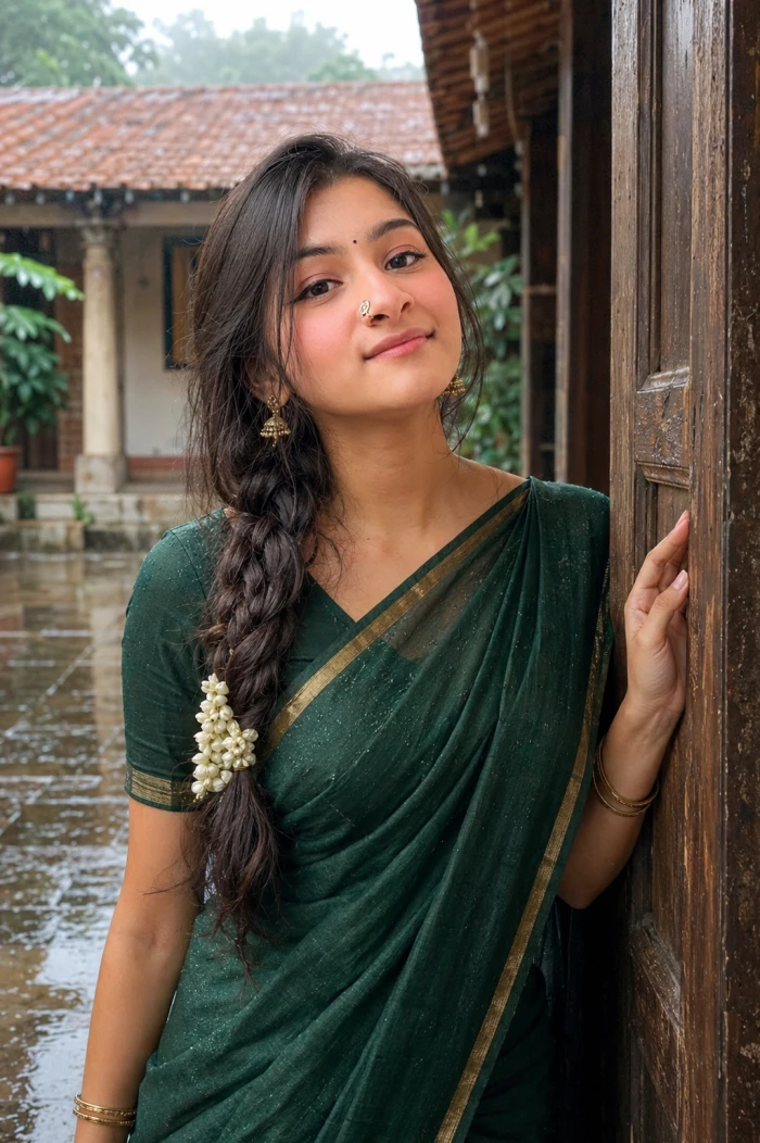 Emerald Green Saree Look sample