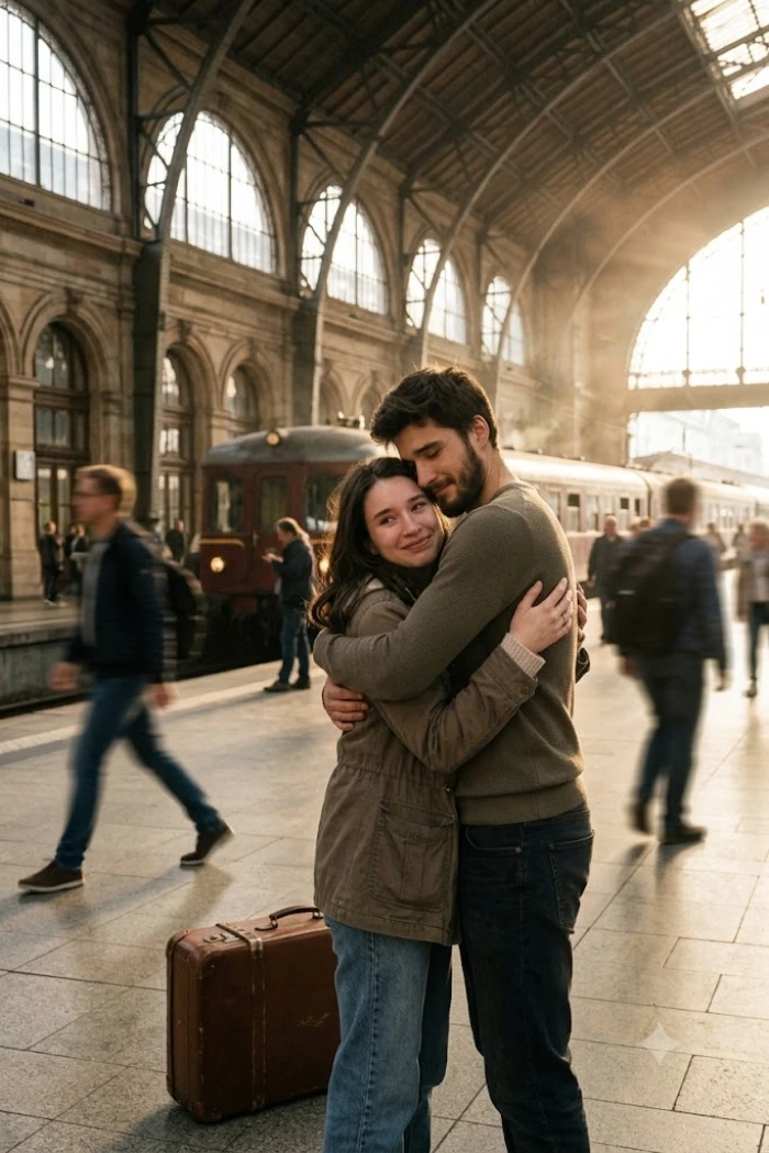 Emotional Reunion Hug Portrait sample