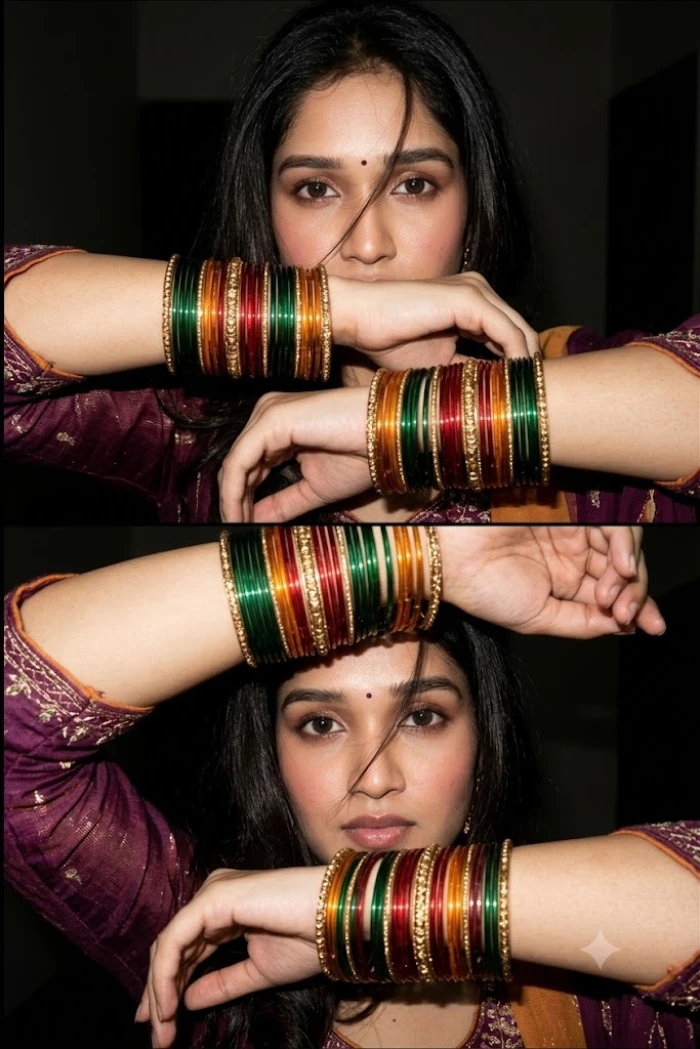 Ethnic Portrait with Colorful Bangles Look sample