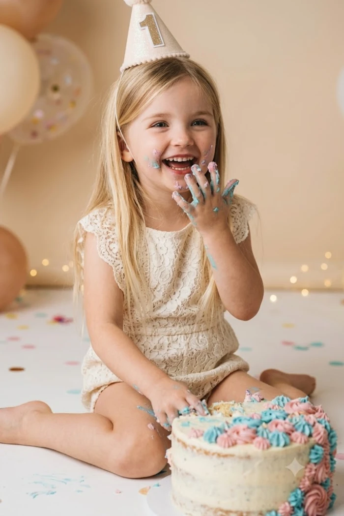 Fun Messy Cake Smash Birthday Moment sample