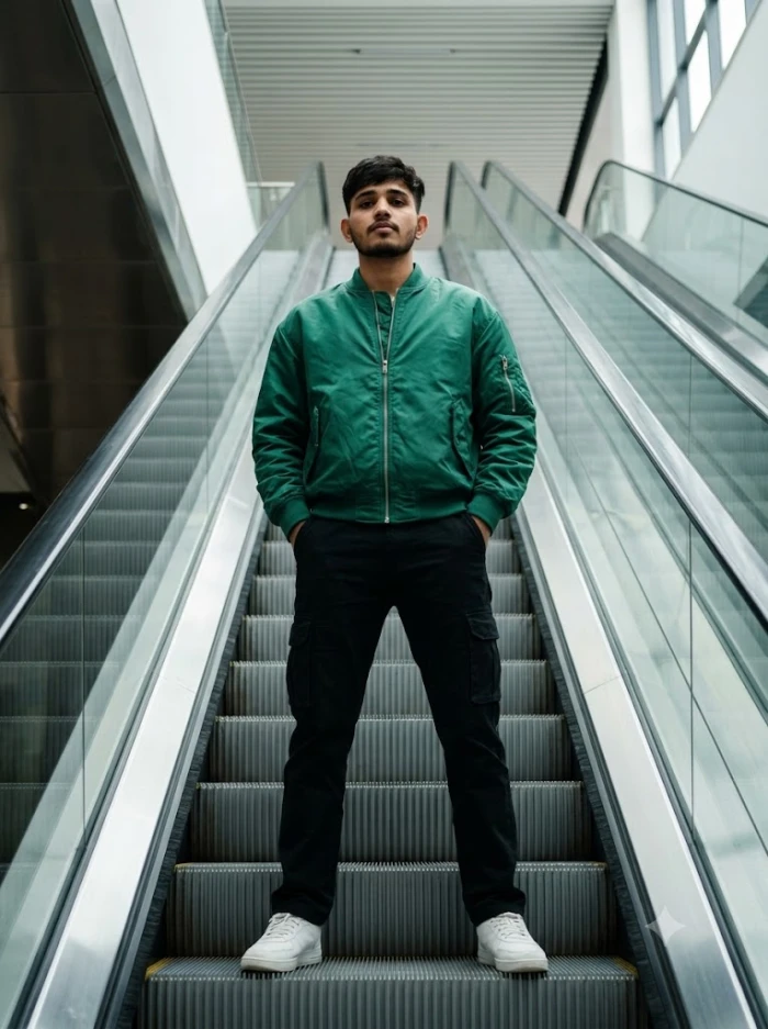 Futuristic Escalator Sports Fashion Portrait sample