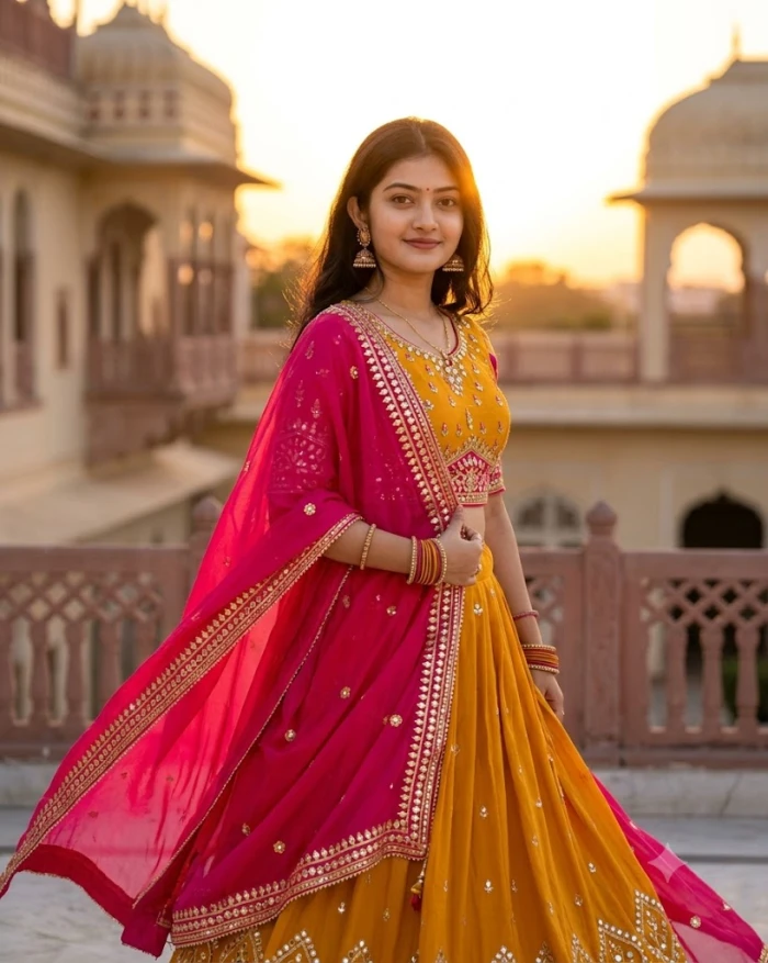 Golden Gota Patti Palace Glow Look sample