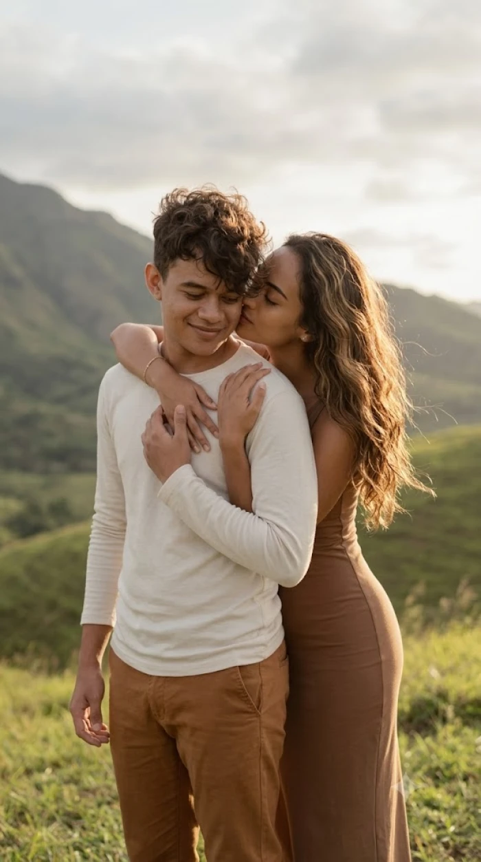 Hillside Shoulder Hug Portrait sample