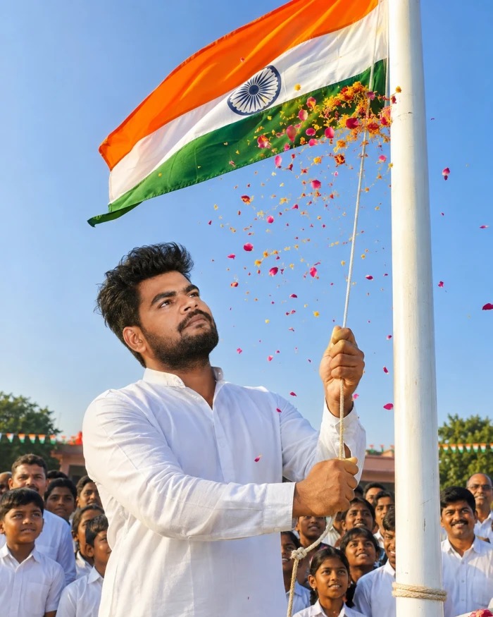 Independence Day Flag Hoisting Portrait sample