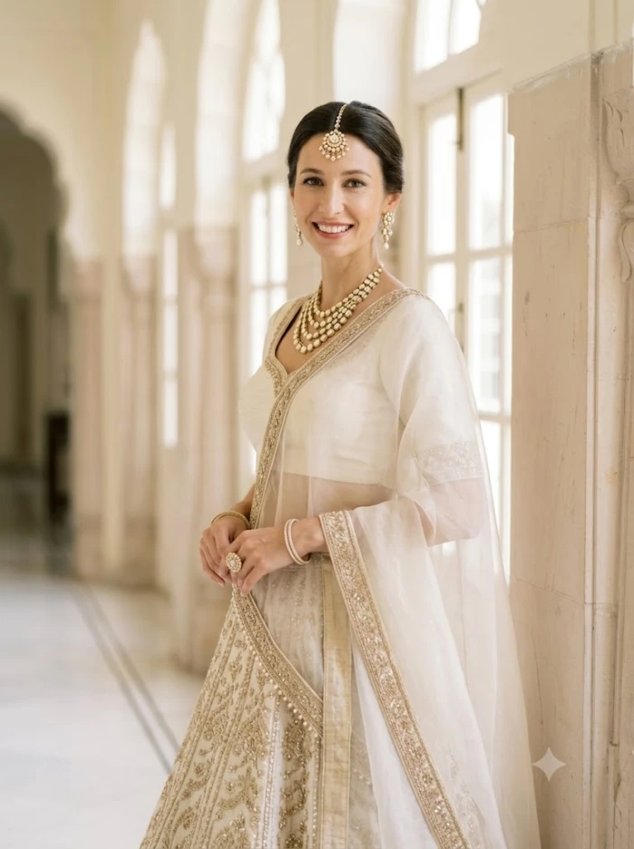 Ivory Silk Bridal Lehenga Look sample