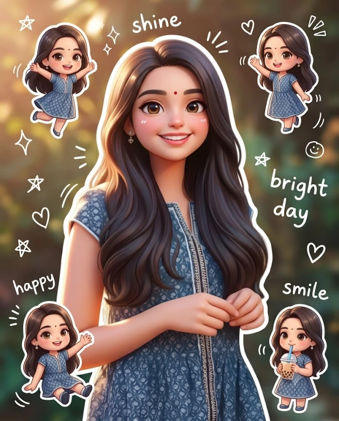 Korean Style Glossy Chibi Cartoon Photo sample