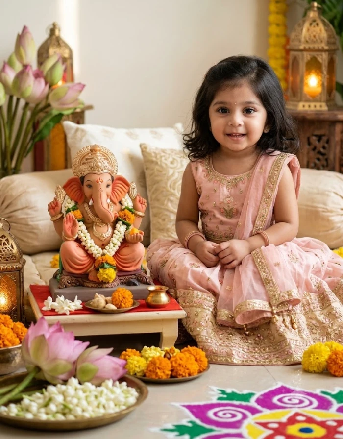 Little Princess With Ganpati Blessings sample