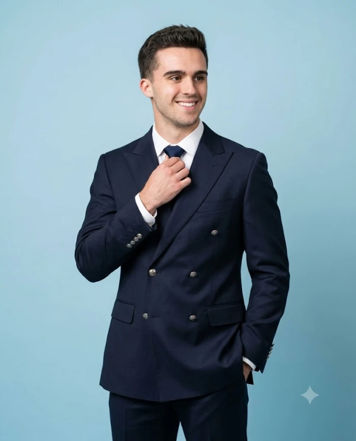 Luxury Navy Suit Editorial Portrait sample