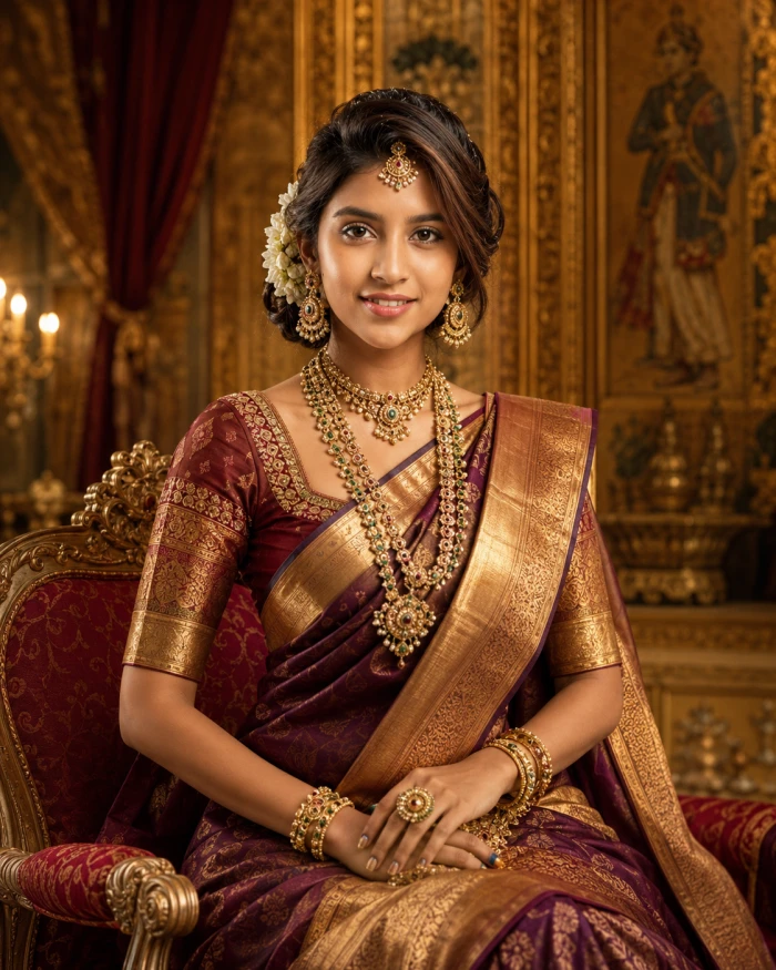 Maharani Royal Silk Saree Look sample