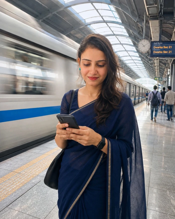 Metro station saree look sample