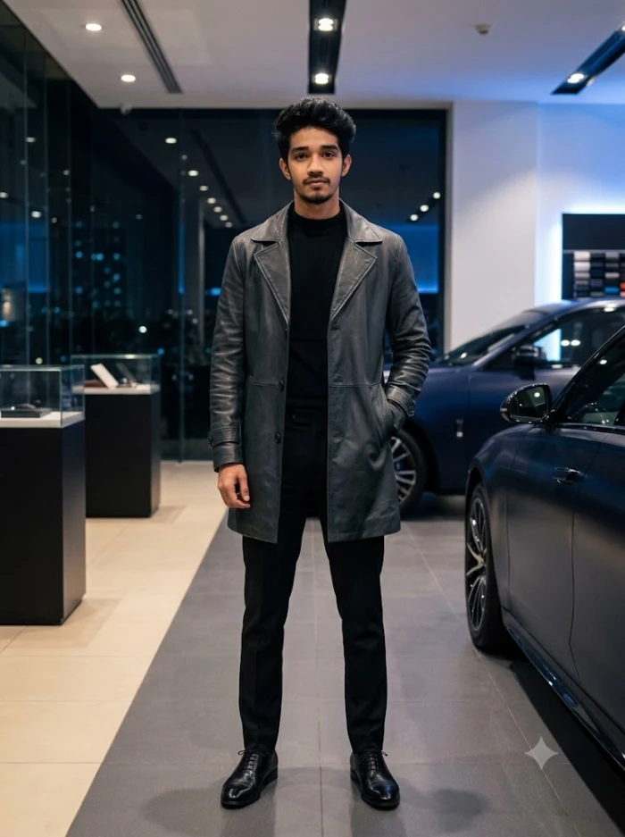 Midnight Luxury Showroom Fashion Portrait sample