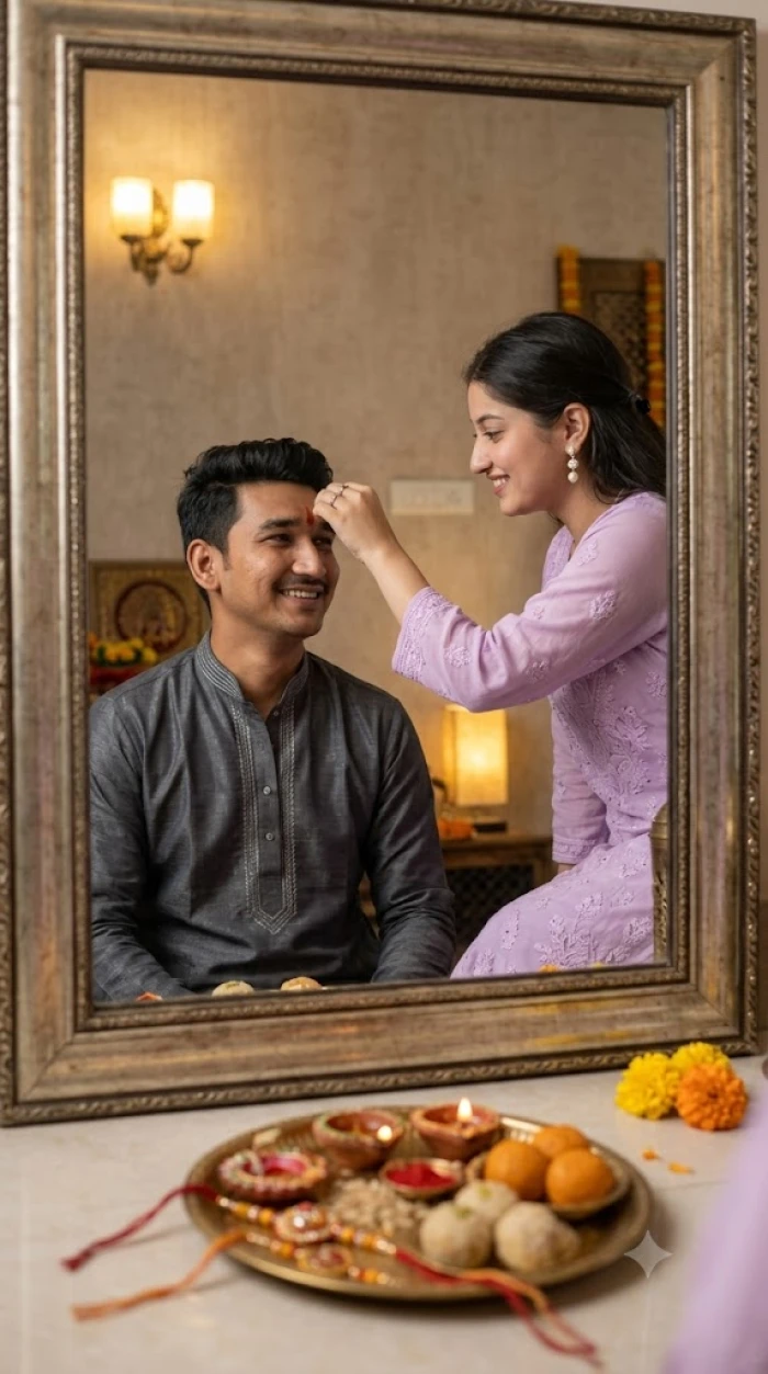 Mirror Reflection Rakhi Portrait sample