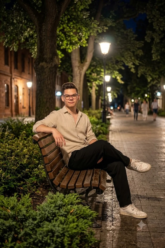 Night Park Bench Portrait sample
