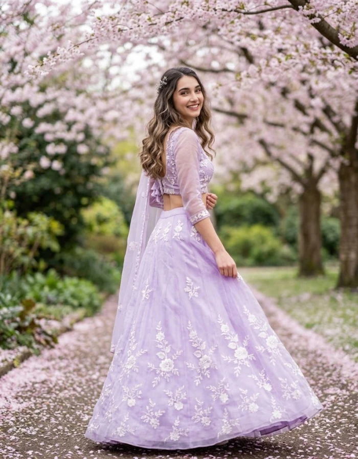 Pastel Lavender Lehenga Spring Portrait sample