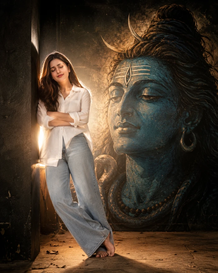 Peaceful Devotion Beside Lord Shiva sample