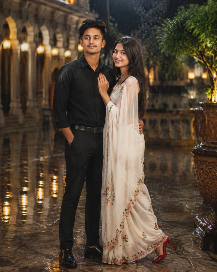 Rainy Night Couple Elegance sample