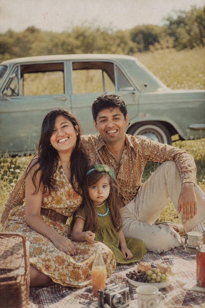 Retro Family Picnic in the 1970s sample