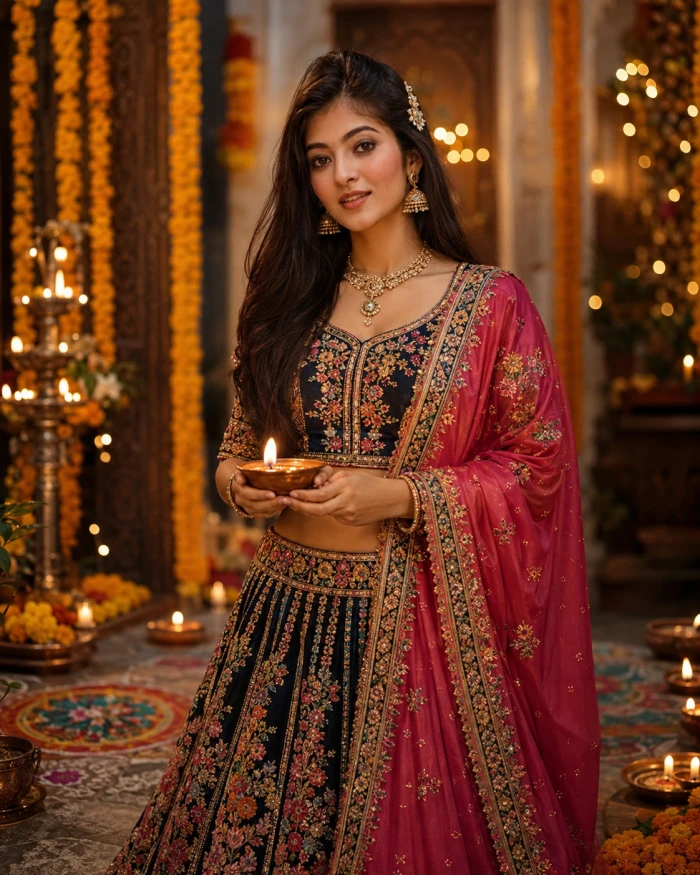 Royal Blue Lehenga Festive Look sample