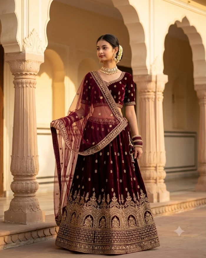 Royal Burgundy Haveli Look sample