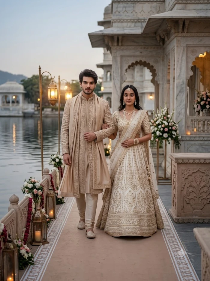 Royal Lakeside Palace Wedding Editorial sample