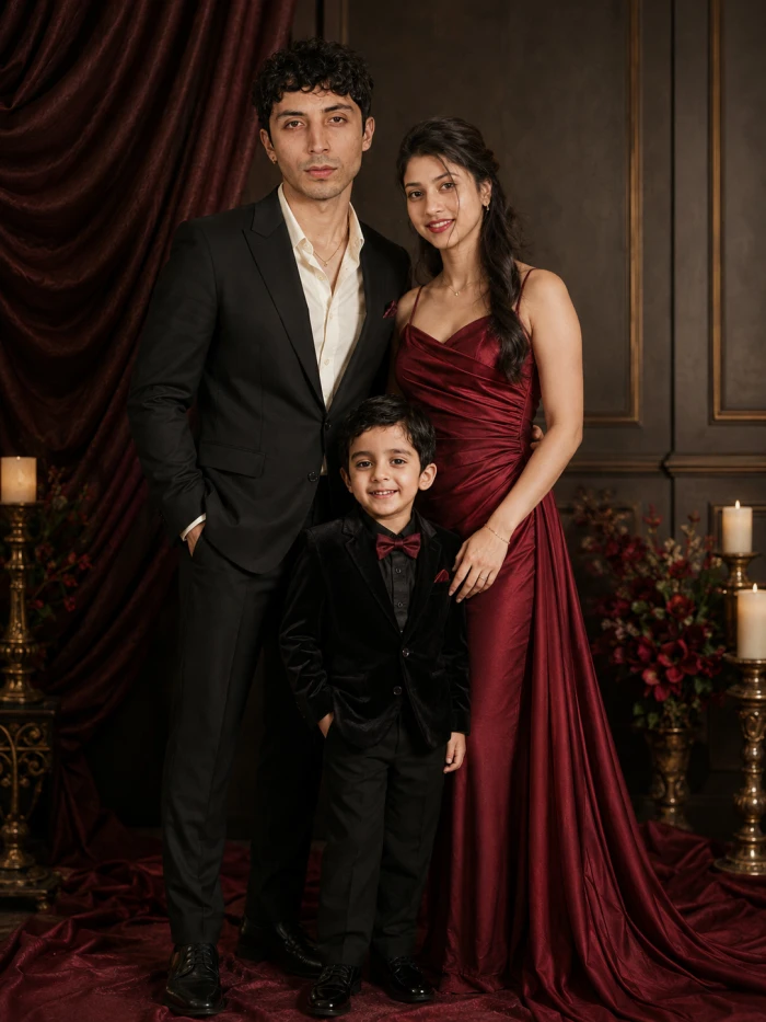 Royal Red & Black Family Portrait sample