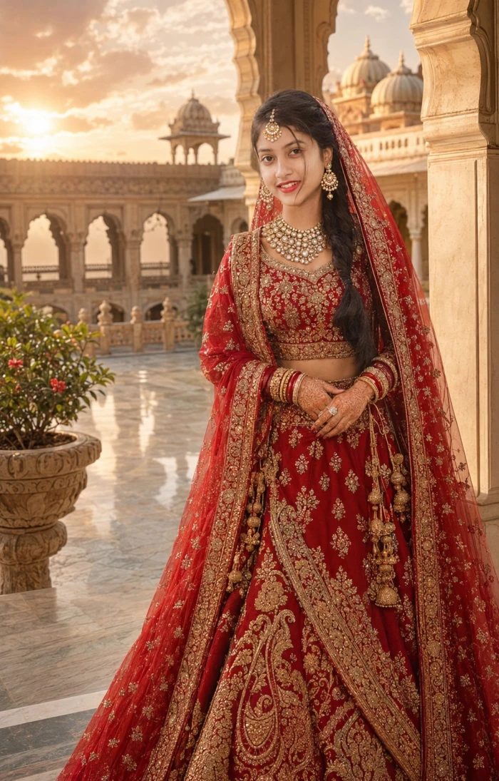 Royal Red Rajasthani Bridal Portrait sample