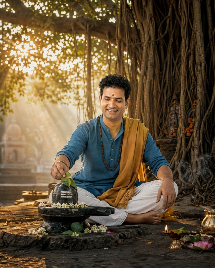 Sacred Shivling Beneath Banyan Tree sample
