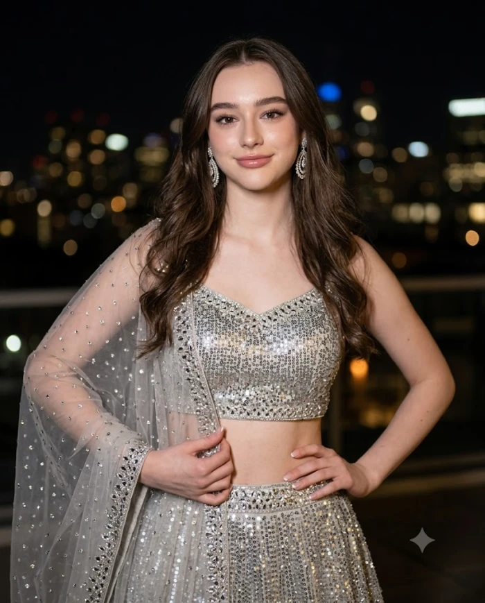 Silver Sequin Lehenga Rooftop Look sample