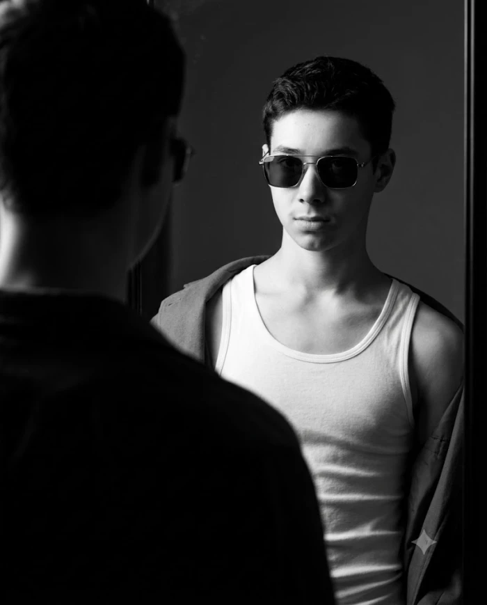 Stylish Film Noir Mirror Portrait sample