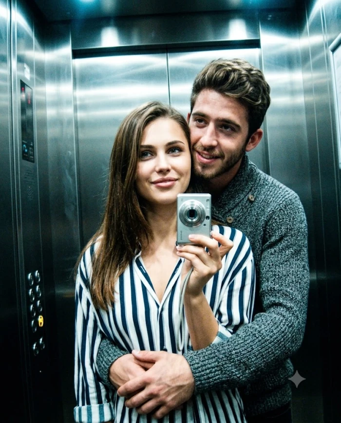 The 2000s Digicam Elevator Hug Look sample