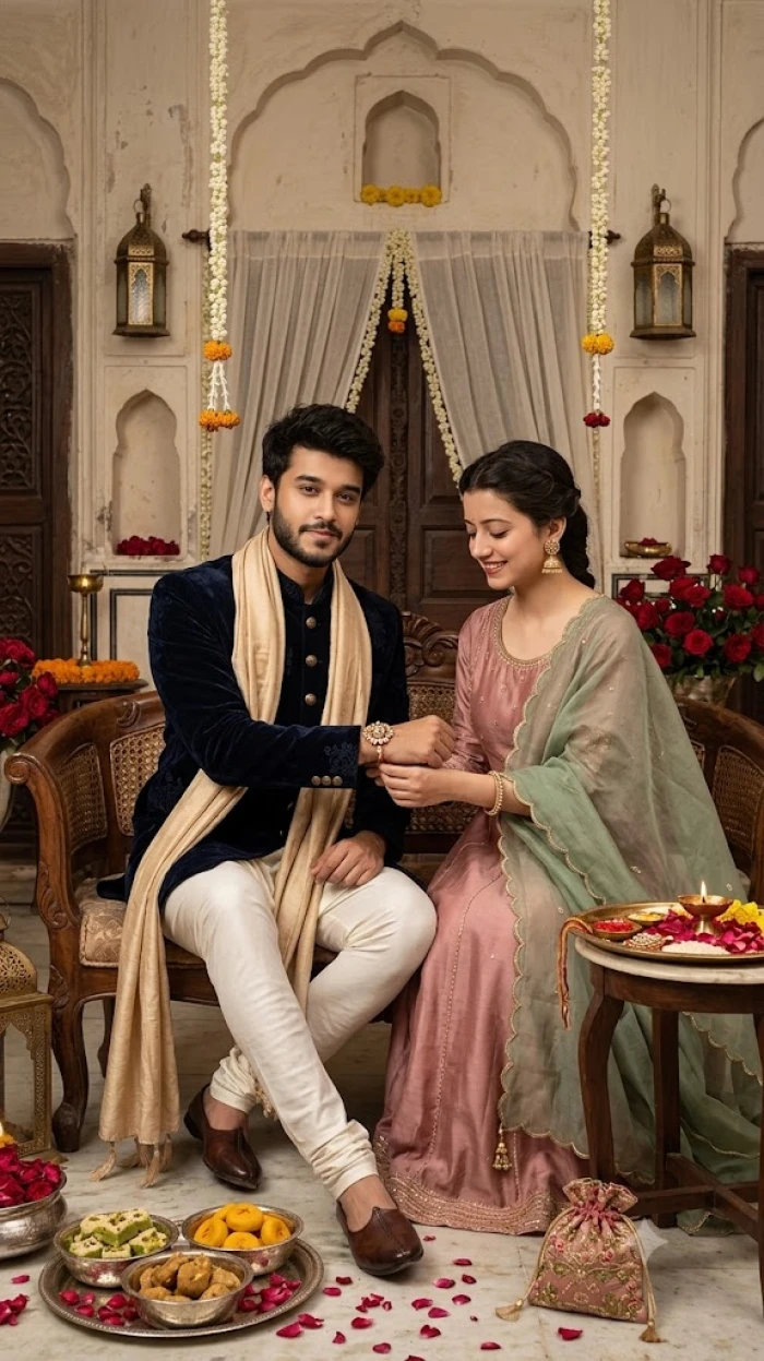 The Royal Rakhi — A Heritage Sibling Portrait sample