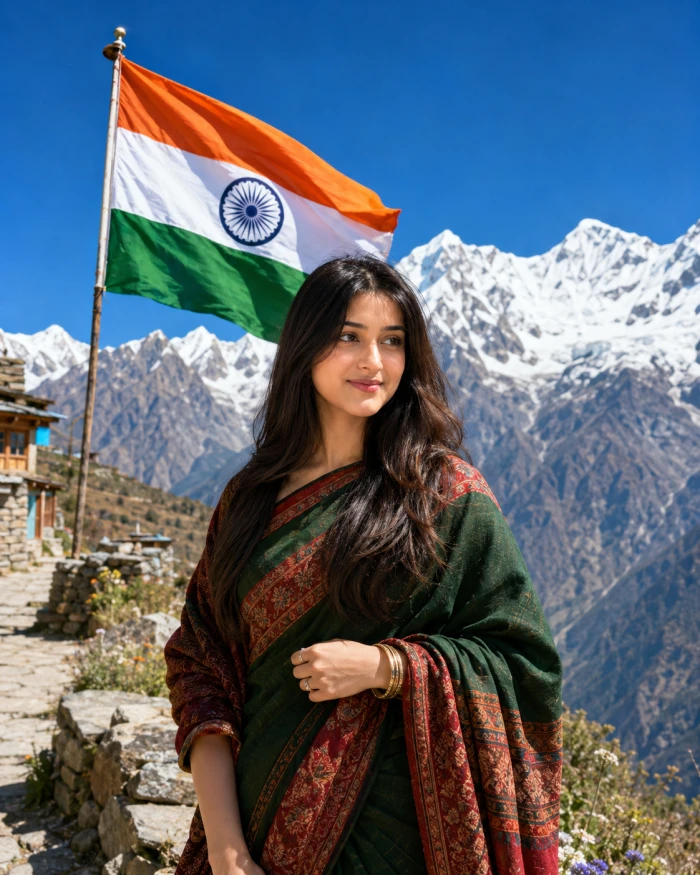 Tiranga and Himalayas in Background sample