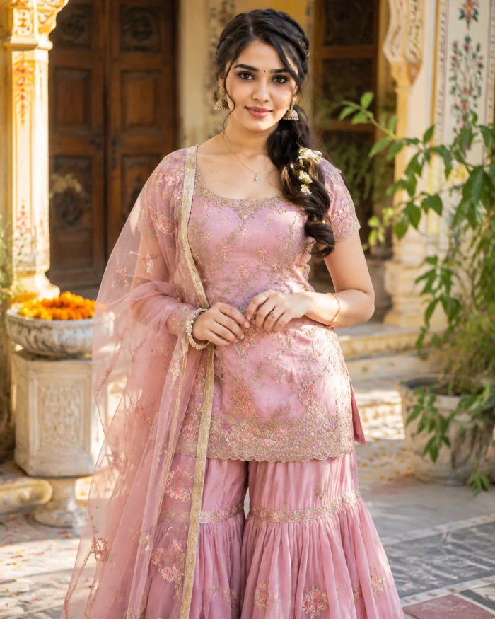 Traditional Gharara Outfit Look sample