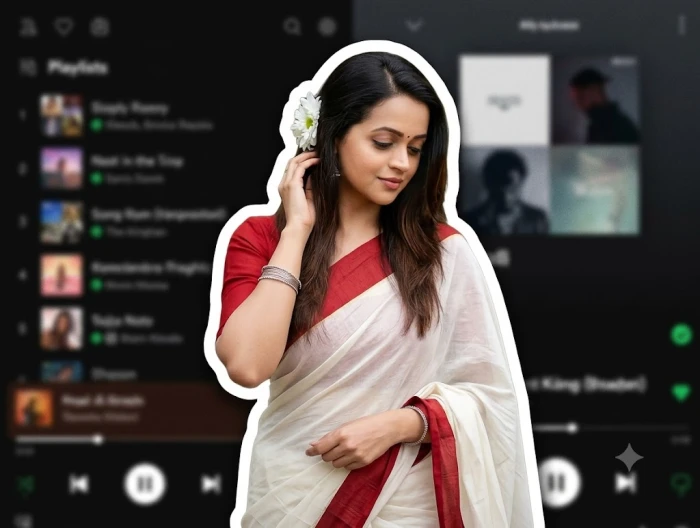 Traditional Saree Music Collage Portrait sample