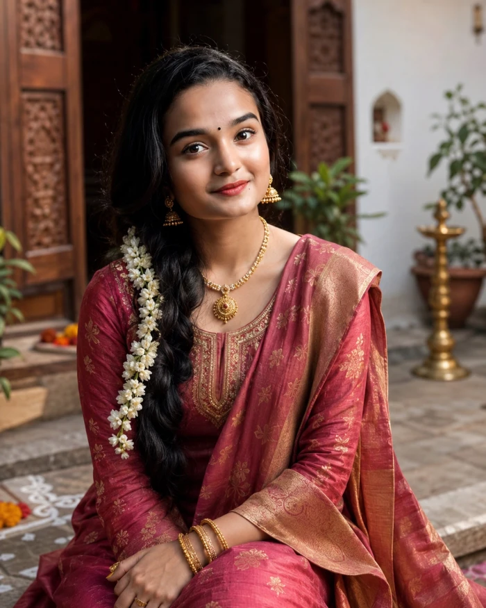Traditional Silk Salwar Suit Look sample