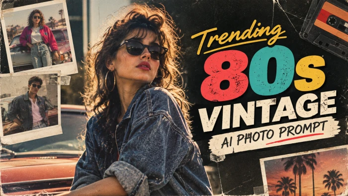 Trending 80s Vintage AI Photo Prompt cover