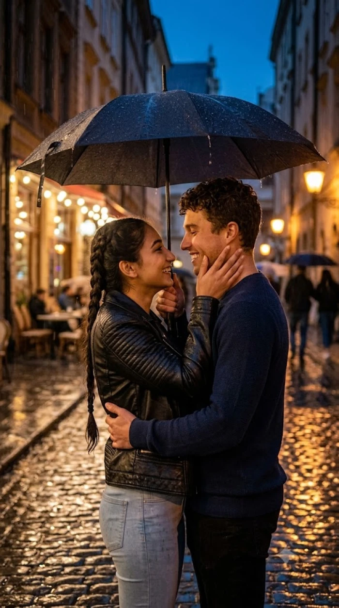 Under the Umbrella Hug Portrait sample